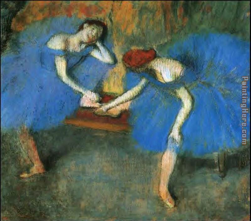 Two Dancers in Blue painting - Edgar Degas Two Dancers in Blue art painting